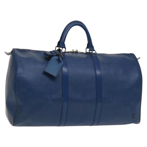 LOUIS VUITTON Epi Keepall 50 Boston Bag Blue M42965 LV Auth 134838 - Picture 1 of 16